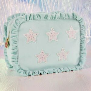 NWT Stoney Clover Lane Embroidered Velvet Ruffle Seeing Stars Large Pouch